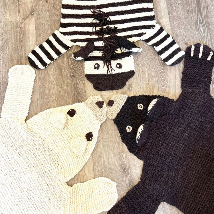 Evelyn the Polar Bear Hand-Knit Organic Wool Play Mat & Nursery Rug