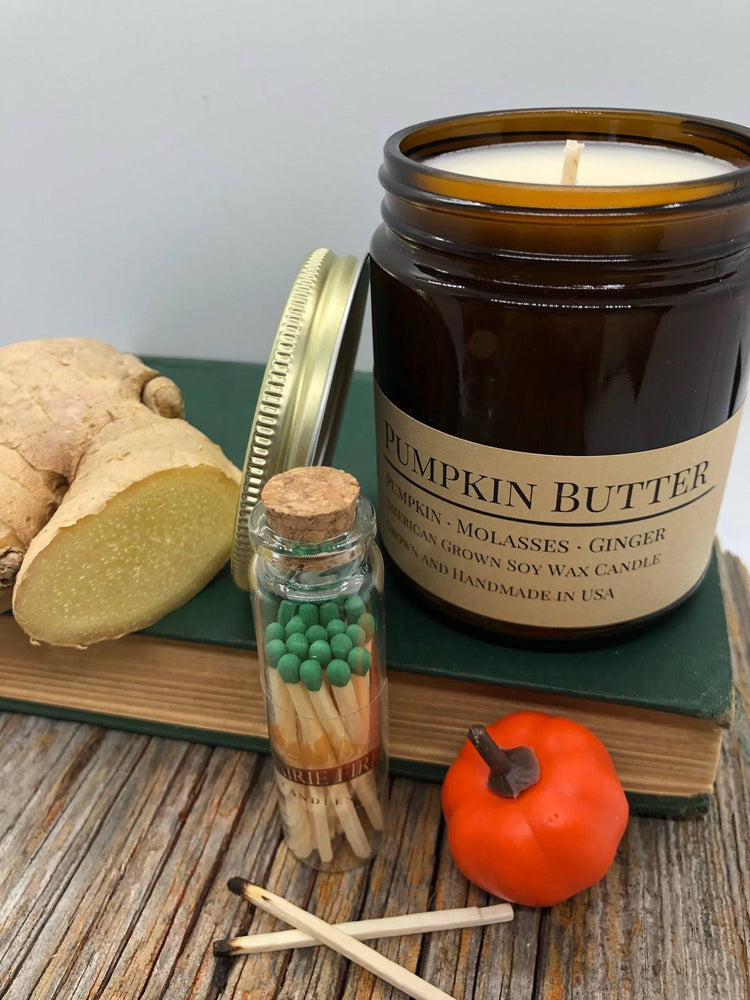 Pumpkin Butter Soy Candle in Amber Glass Jar, 8 oz