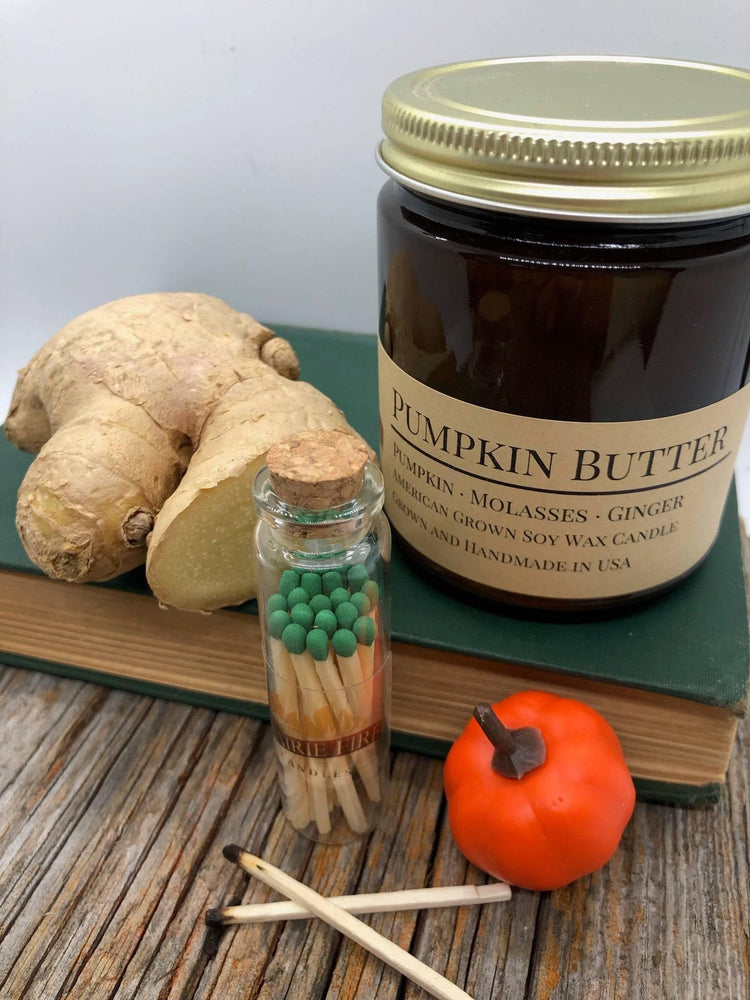 Pumpkin Butter Soy Candle in Amber Glass Jar, 8 oz