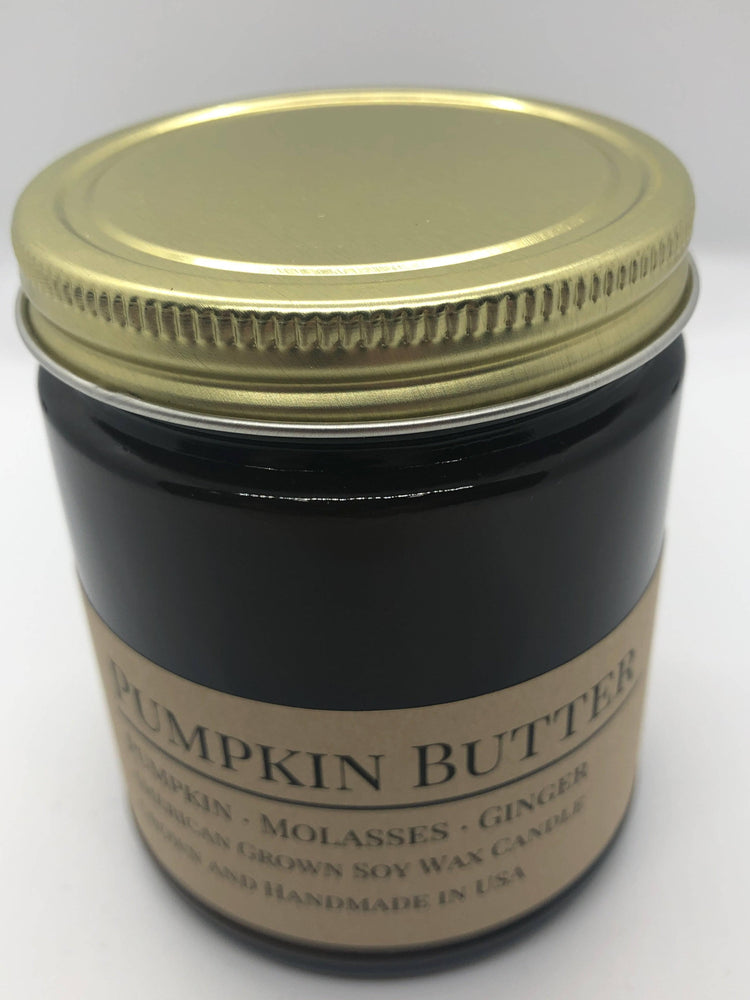 Pumpkin Butter Soy Candle in Amber Glass Jar, 8 oz
