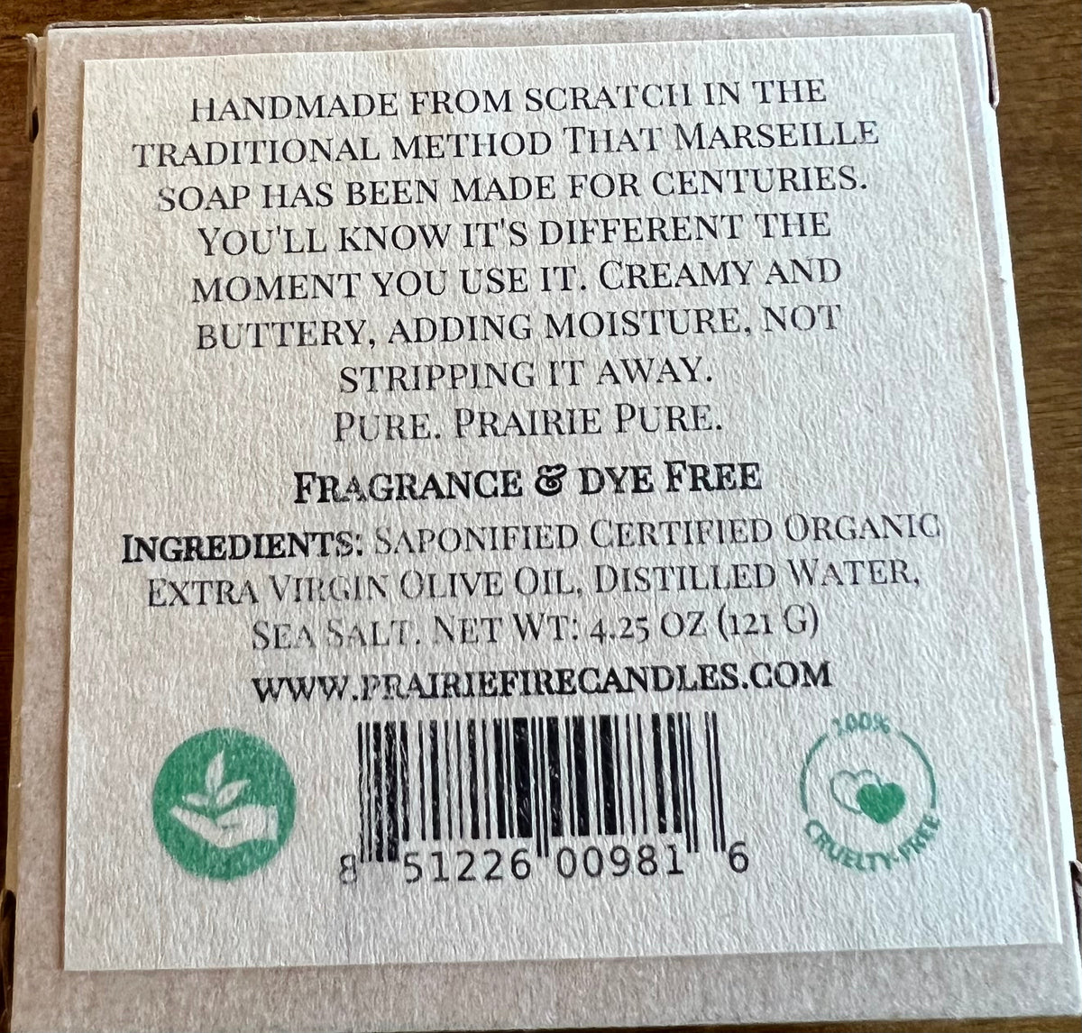 Prairie Pure Fragrance-Free Olive Oil Castile Soap, 4.25 oz