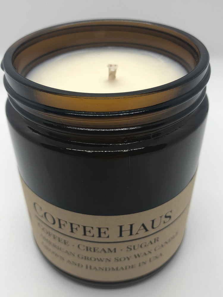 Coffee Haus Soy Candle in Amber Glass Jar, 8 oz