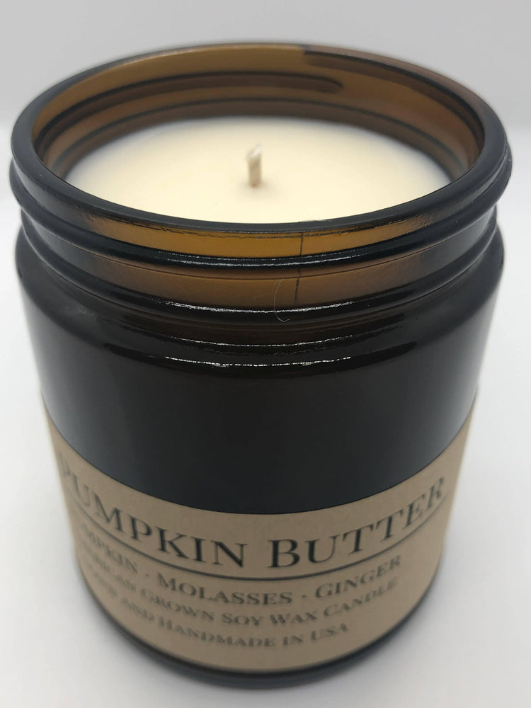 Pumpkin Butter Soy Candle in Amber Glass Jar, 8 oz