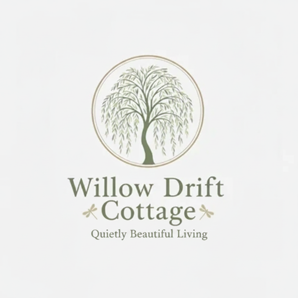 Willow Drift Cottage logo with Quietly Beautiful Living tagline