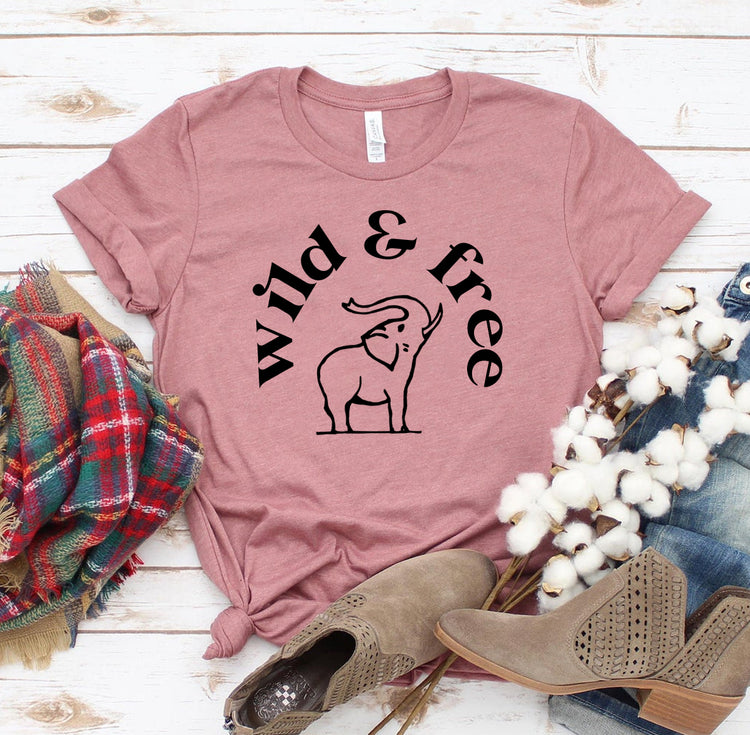 Wild and Free Elephant Graphic T-Shirt