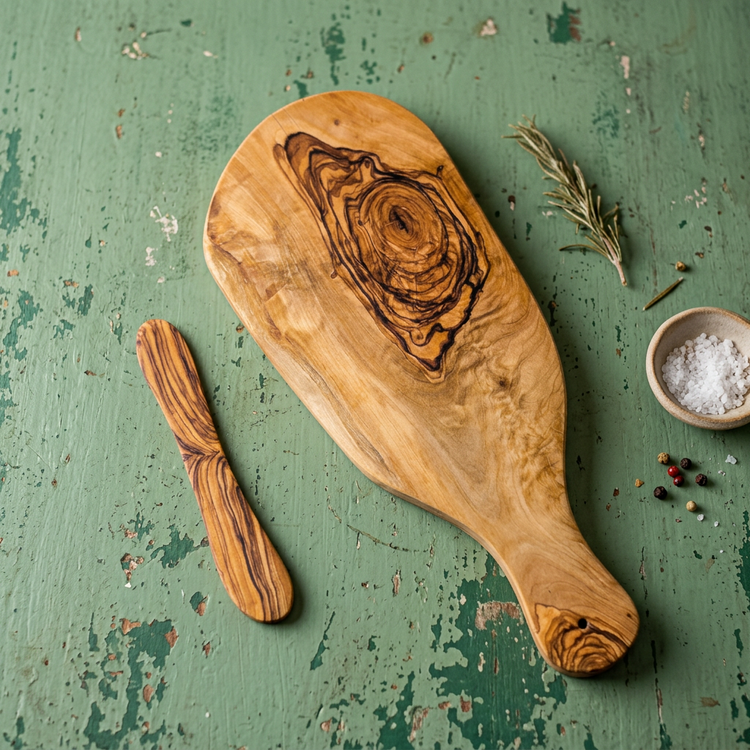 Olive Wood Bread & Butter Set, 2 Pieces