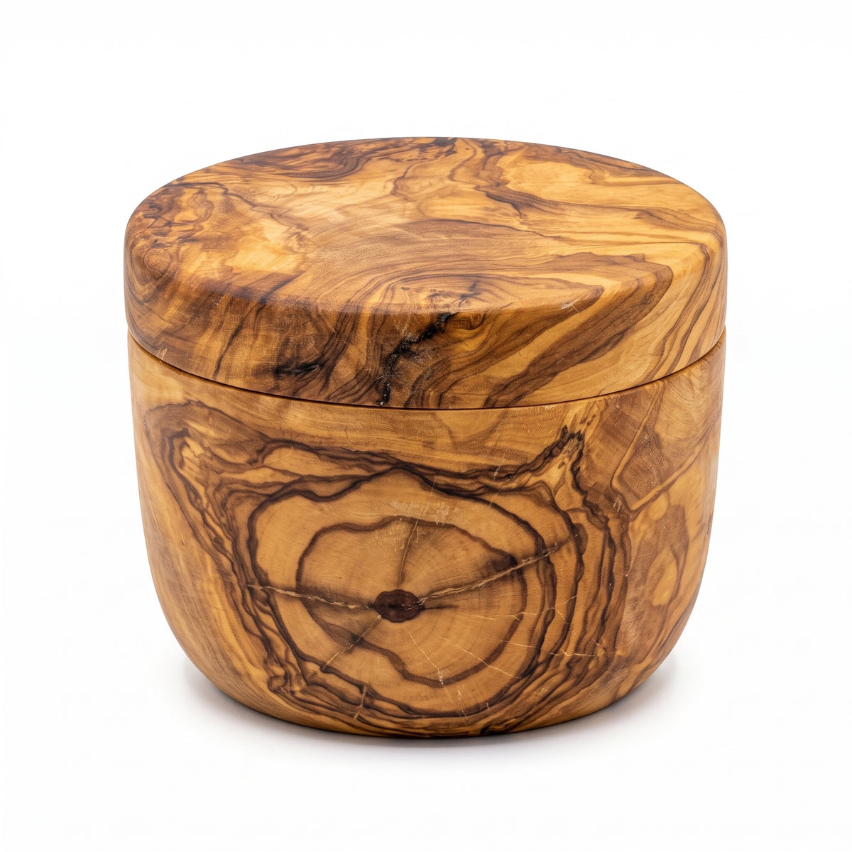 Olive Wood Salt Cellar with Swivel Lid